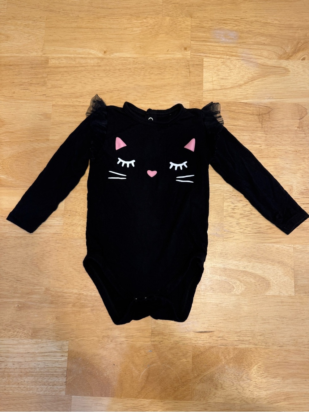 Little Sleepies Black Long-Sleeve Cat One-Piece with Pink Accents